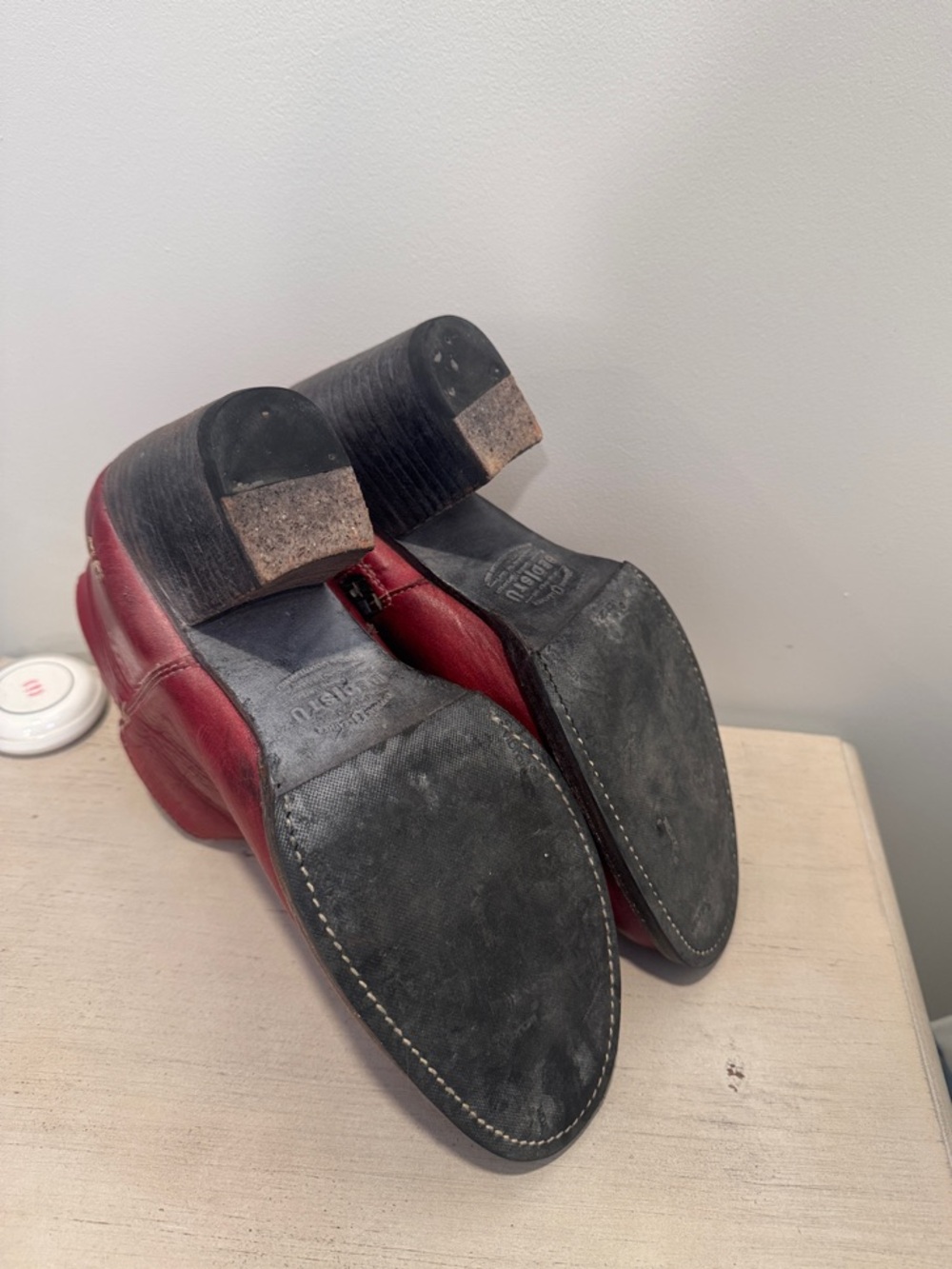 Bed Stu Women’s Red Leather Ankle Boots Size 10 - Picture 5 of 6
